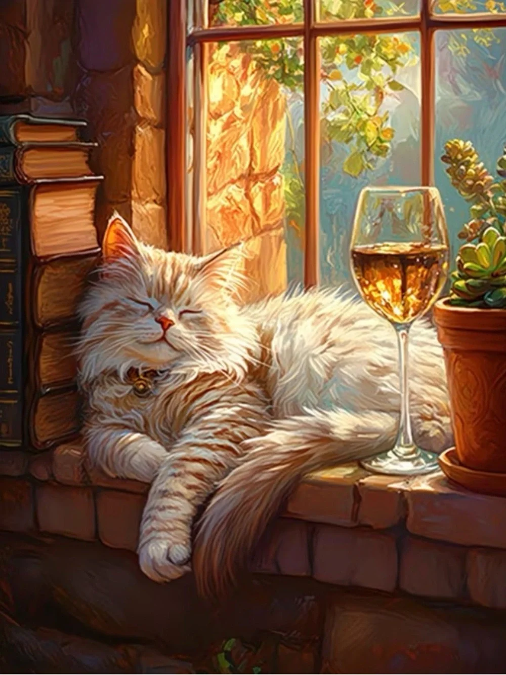 “Sleepy Kitty” Professional Art Kit //Paint by Numbers // Frameless